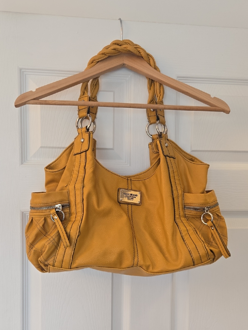 Relic Braided-Handle Shoulder Bag in Mustard